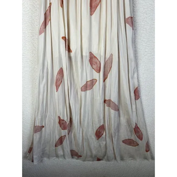 Here Now Sleeveless Spaghetti Strap Maxi Dress Cream Coral Leaf Size Small - Picture 4 of 8